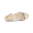 thumbnail image 4 of BLISSFUL STEP Women's Shoes Rhinestone Ankle Strap Kitten Heel Open Toe PU Buckle Sandals  Gold 8.5, 4 of 8
