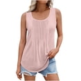 thumbnail image 1 of Plebaso Débardeurs d'Été pour Femmes Plissés Sans Manches Chemises Amples Col Rond Décontracté Blouse T-Shirt Uni P-5TG, 1 of 6