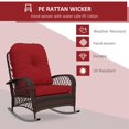 thumbnail image 4 of Outsunny Rattan Rocking Chair with Soft Cushion for Garden, Red, 4 of 10