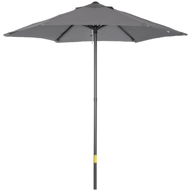 Outsunny 6.6FT Patio Umbrella, Outdoor Parasol with 6 Ribs Dark Grey