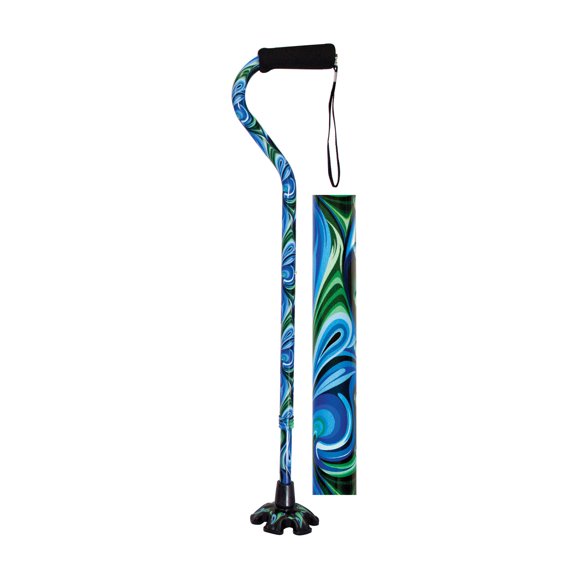 Essential Medical Supply Couture Fashion Cane w/ Super Bigfoot Tip, Blue Swirl