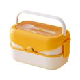 thumbnail image 2 of EGNMCR Double Compartmentalized Handle Lunch Box Large Capacity High Appearanceplastic Lunch Box With Spork Lunch Holder, 2 of 7