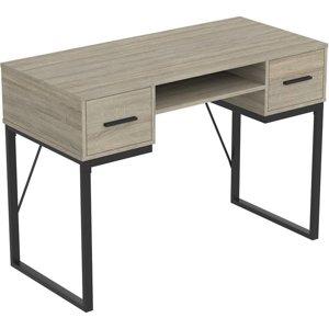 Pemberly Row 42,5"L 2-Drawers 1-Shelf Bureau d'ordinateur en métal noir en Taupe foncé