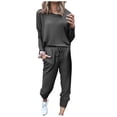 thumbnail image 1 of Kcodviy Femmes Col Rond Uni Combinaison à Enfiler pour Femmes Grande Taille Manches Longues Bandage Ample Pantalons de Survêtement et Hauts pour Femmes Pantalons Survêtements, 1 of 6