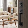 thumbnail image 1 of Front Double Door Traditional Style Keyed Entry Door Handleset with Lever Handle in Matte (Keyed and Dummy Set) MDHSTDBSETBR, 1 of 7