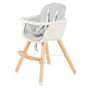 3 in 1 Convertible Baby High Chair, Toddler Dining Chair w/3-Position Adjustable Food Tray, 5-Point Harness & Adjustable Seat Height, Gray