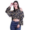 thumbnail image 2 of Moomaya Printed Casual Long Sleeve Tops Women Cold Shoulder Ruffle Sleeves Top, 2 of 4