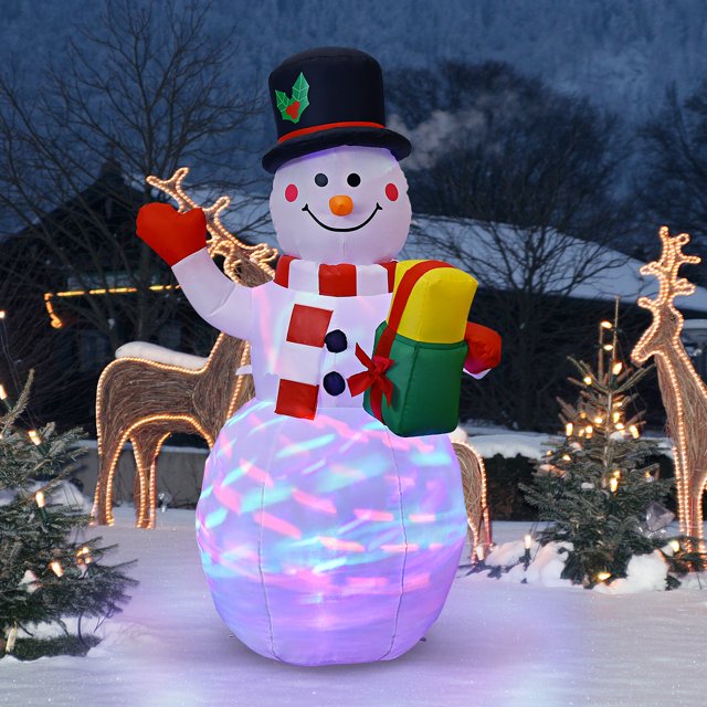 Costway 5 Pi de Hauteur Snowman Gonflable avec Lumières LED Colorées Intégrées