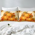 thumbnail image 4 of YST Draps de Lit Citrouille d'Automne Drap-Housse Récolte d'Automne Format Simple, Literie Style Aquarelle Vintage Drap Feuille d'Érable, Couvre-Lit Action de Grâce Heureux Beige Orange (Poche Profonde), 4 of 5