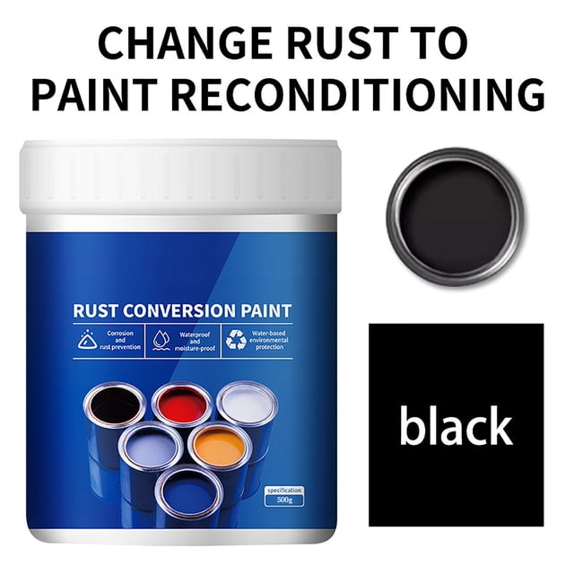 JMYHOAM Gadgets de Nettoyage Peinture Convertisseur de Rouille Résistante aux Intempéries pour Métal à Base d'Eau Peinture Anti-Rouille Réduite Peinture Métallique Sans Rouille Peinture de Conversion de Rouille Couleur Acier Rénovations de Tuiles 500g Fournitures de Nettoyage