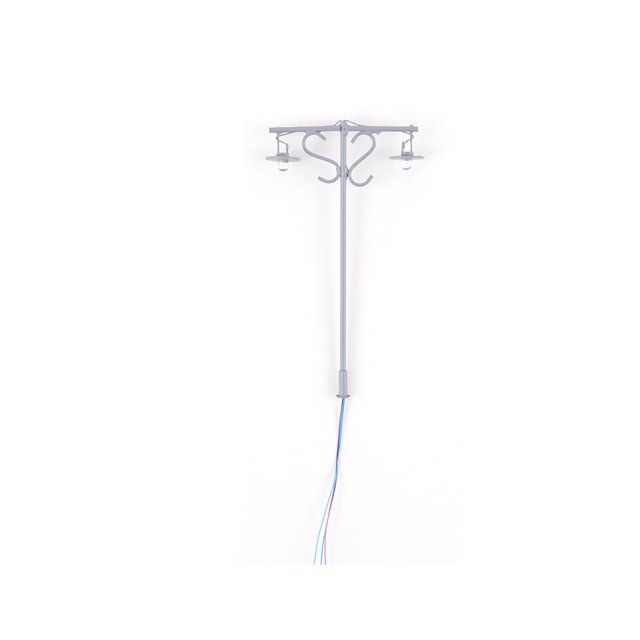 Youkk Lampes de Mise en Page de Modèles à Double Têtes Lampes de Jardin d'Extérieur Échelle Mini Mini Lampadaire Cour Table Train Décorations de Rue Gris(1:87)(Blanc)