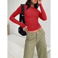 thumbnail image 2 of ORUYROP Womens Long Sleeve Fall Fashion 2023 Crop Tops Basic Layering Workout Slim Fitted T Shirts Y2K Tops, 2 of 5