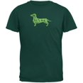 thumbnail image 1 of St. Patricks Day - Dachshund Shamrock Forest Green Adult T-Shirt, 1 of 1