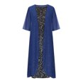 thumbnail image 4 of EGNMCR Robes d'Été Femmes Tendance 2024 Robe d'Été pour Femmes à Manches Mi-Longues Blouse + Robe Ensemble Deux Pièces Robe Longueur Genou Robe de Plage, 4 of 8