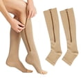 thumbnail image 4 of 1 Paire de Bas de Compression Motif Exquis Coton Respirant Bout Ouvert Fermeture Éclair Bas de Compression Manchon de Jambe pour Fille, 4 of 8