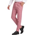 thumbnail image 4 of INSPIRE CHIC Men's Dress Plaid Printed Business Checked Pants 32 Pink White, 4 of 7