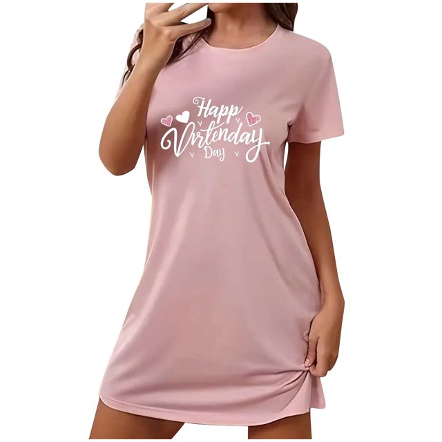 Pyjama de Fête Nuptiale pour Femmes, Chemise de Nuit Confortable à Manches Courtes, Chemises de Sommeil, Tenue d'Intérieur, Courte Robe de Nuit, Mignonne Robe de Maison à Motif, Tenue d'Intérieur, Chemise de Nuit P