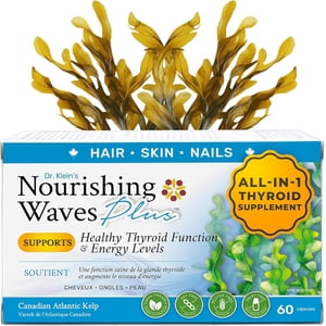 Nourishing Waves Plus - Biotin Hair Growth, Skin and Nails Vitamins for Women & Men with Selenium, Magnesium Bisglycinate, Vitamin C & B, Kelp for Energy Levels & Thyroid Support- 60 Capsules (1 Pack)