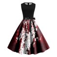 thumbnail image 1 of Robe Gothique de Sorcière Halloween Femme Sans Manches Imprimé Effrayant Tunique Décontractée Robe de Soirée Grande Taille Élégante et Stylée, 1 of 3