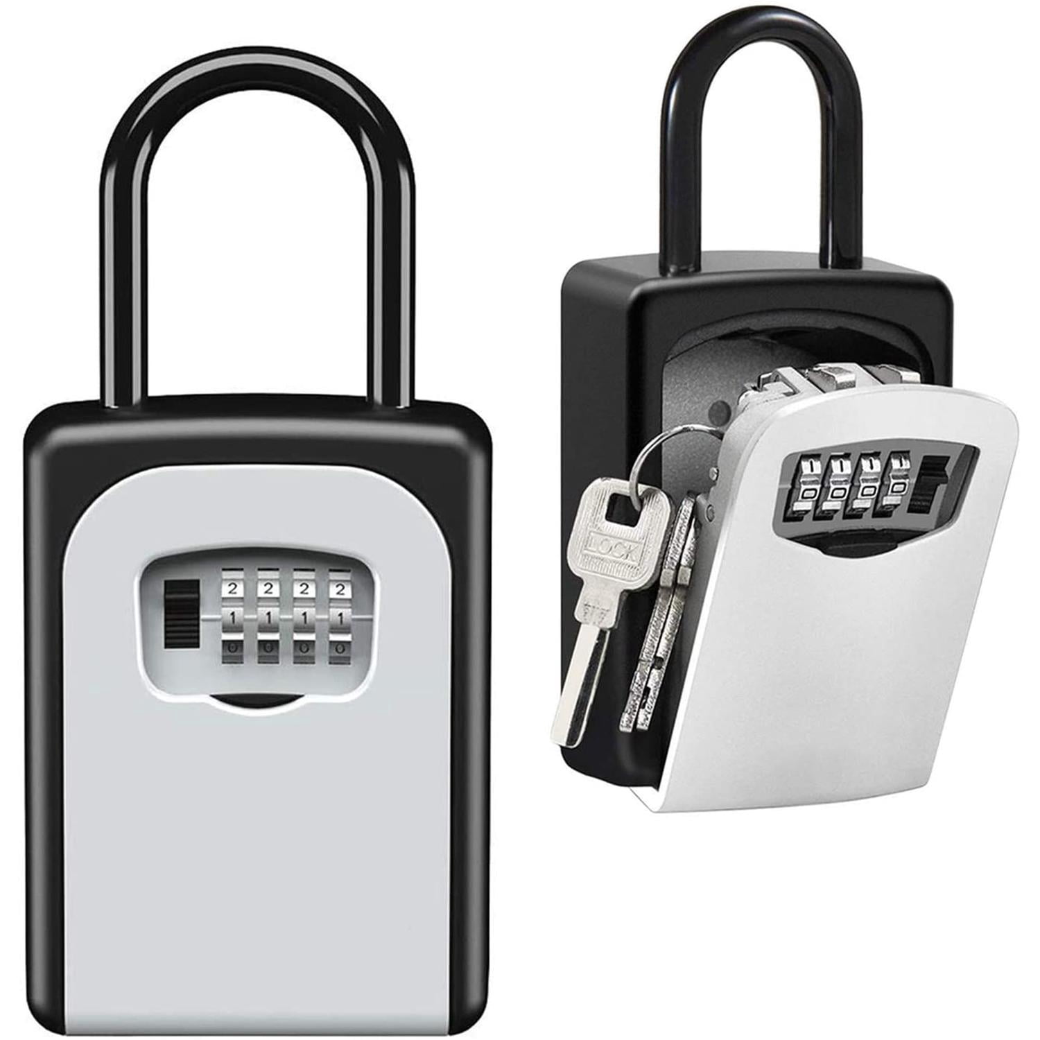 Weatherproof Wall-Mount Key Lock Box 4-Digit Combination Safe with Full ...