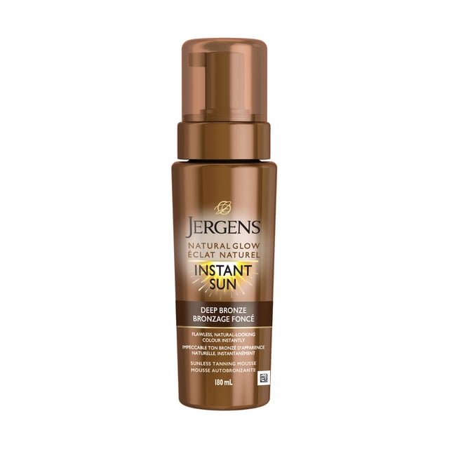 Jergens Natural Glow Instant Sun Sunless Tanning Mousse - Deep Bronze, 180mL