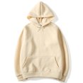thumbnail image 1 of MAWCLOS Ladies Sweatshirt Pocket Hoodies Solid Color Hooded Tops Casual Fall Drawstring Pullover Khaki XL, 1 of 6