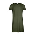 thumbnail image 3 of Chemise de Nuit Texturée en Coton pour Hommes, Robe de Nuit à Manches Courtes, Longue Robe, Blouse à Col en V, Haut de Pyjama, Coupe Ample et Décontractée, Confort, Chemise de Nuit Décontractée avec Poches, 3 of 5