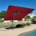 thumbnail image 1 of PURPLE LEAF Parasol de Patio Carré de Luxe 10 Pi, Grand Parasol Déporté à Balancier avec Rotation à 360°, Rouge Brique, 1 of 13