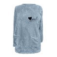 thumbnail image 4 of Hauts pour Femmes Col Rond et Hiver Ample Imprimé Poche Chaud Manches Longues Blouse Hauts Halloween Chandail en Molleton Col Rond en Solde, 4 of 4