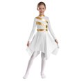 thumbnail image 1 of RUNQHUI Robe de Danse pour Filles Enfants Patchwork Métallique Ourlet Asymétrique Culte Église Blanc 10, 1 of 6