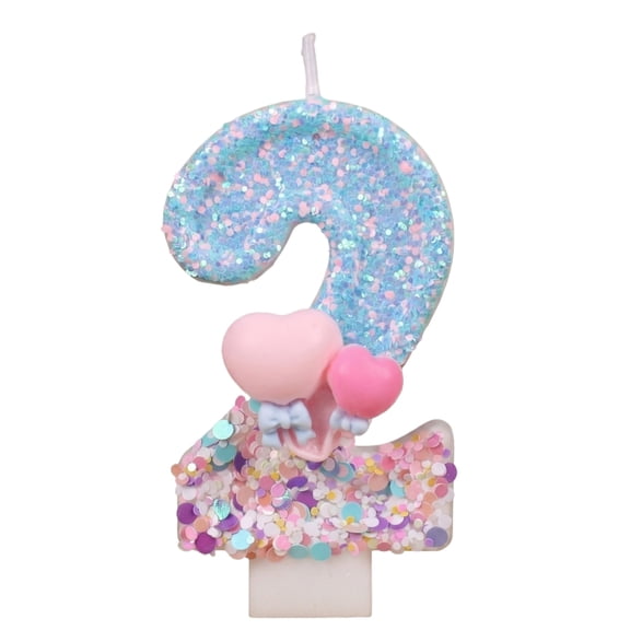 Balloon Number Candle, Pink Sweetheart Number 2 Birthday Candles - Blue & Pink Two-Tone Cake Topper for Birthday Decorations Supplies, Sweet Themed Party Favors, Sweetheart Number 2