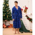 thumbnail image 3 of VULCANODON Mens Robe with Hood, Fleece Bathrobe Plush Robes for Men, 3 of 4