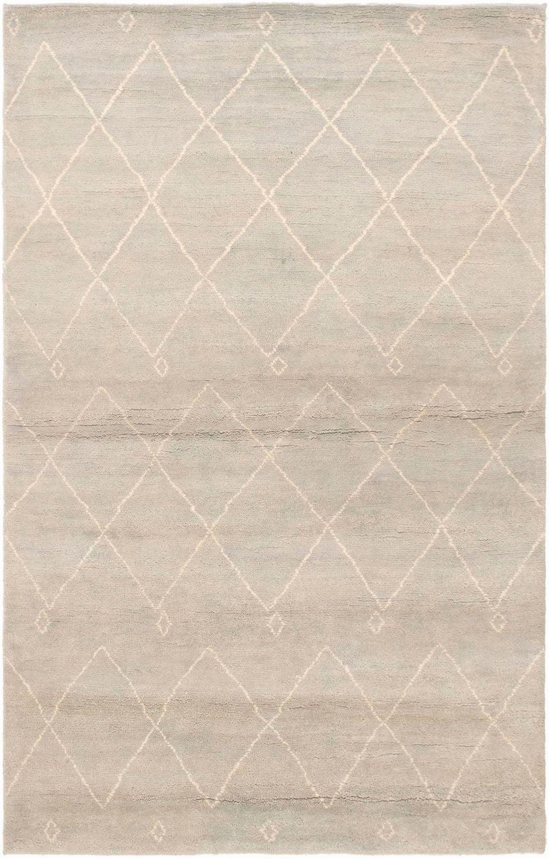 ECARPETGALLERY 5'2" x 8'0" Moroccan Tangier Hand-knotted Area Rug for Living Room, Dining Room and Bedroom in Grn