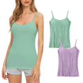 thumbnail image 1 of Timegard Camisoles 2 Pcs pour Femmes avec Soutien-Gorge Intégré Grande Taille Col Rond Respirantes Confortables Extensibles, 1 of 3