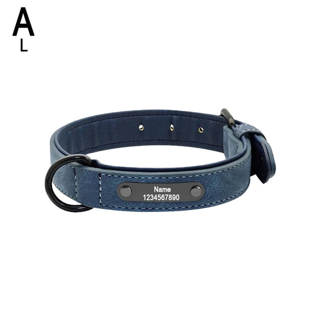 Soft Leather Personalized Dog Collar ID Tag Engraved for Small Medium Large D T3 D1H8