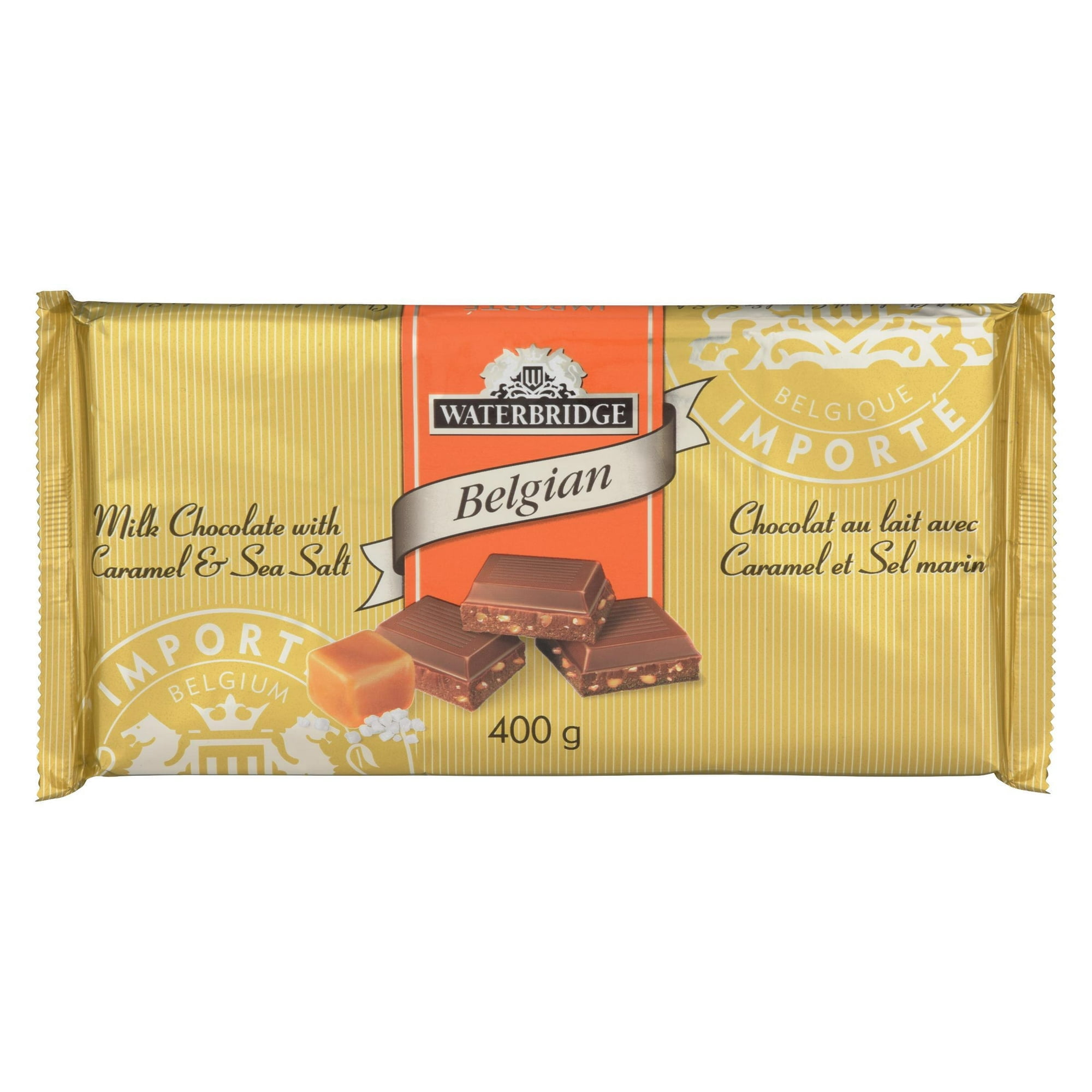 Waterbridge Barre de Chocolat Premium Caramel et Sel de Mer, 400 Grams