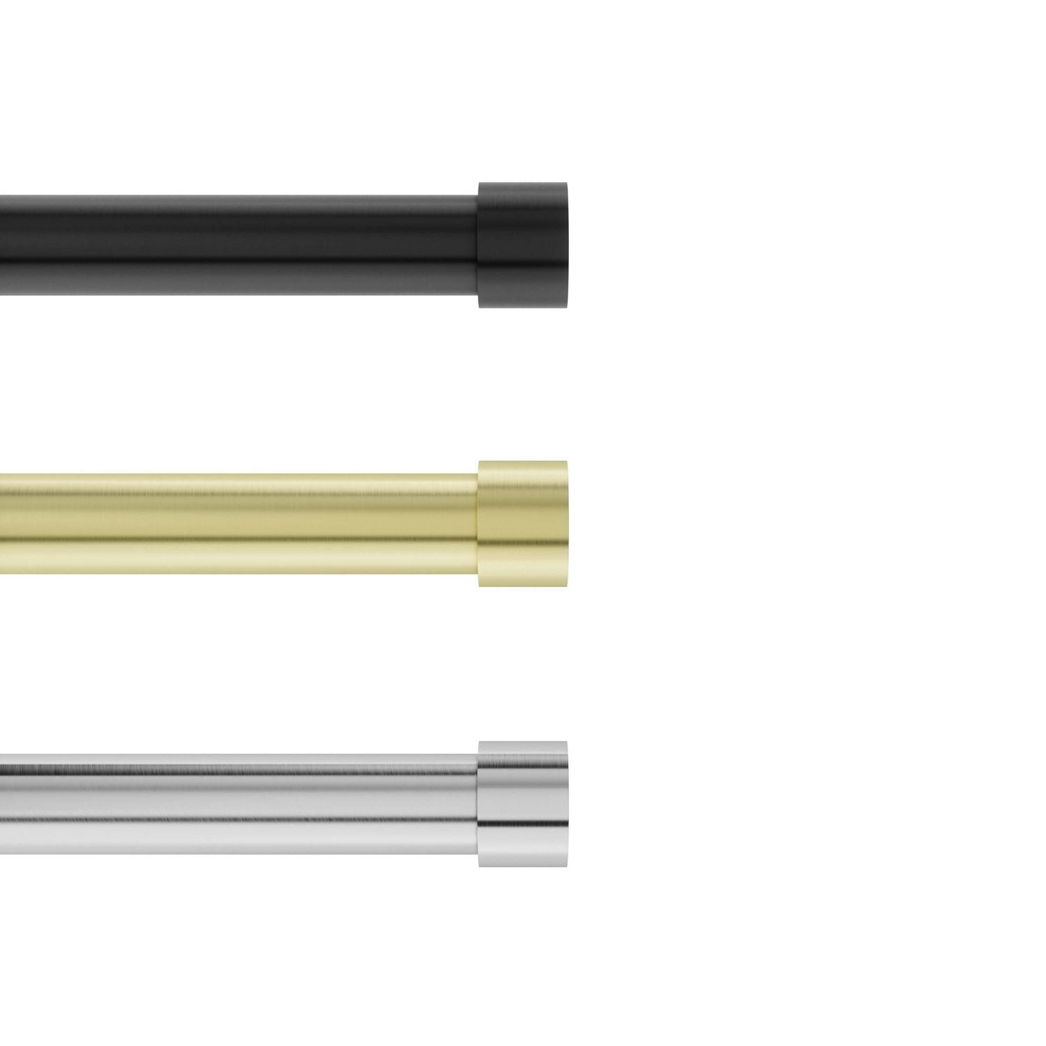 Umbra Cappa. Tringle À Rideau Double Cappa En Nickel Brossé. Extensibles De 304,8 À 457,2Cm. Kit Complet Avec 2 Tringles, Embouts Et Supports Muraux Et Vis. Diamètre 25Mm.