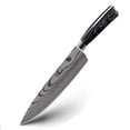 thumbnail image 1 of Professional Chef Knife - 8-inch 7CR17MOV Steel Kitchen Knife - Black Resin & Damascus Laser Razor Sharp Butcher Knife with Sheath, 1 of 7