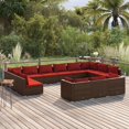 thumbnail image 1 of vidaXL 13 Piece Garden Lounge Set with Cushions Brown Poly Rattan, 1 of 4
