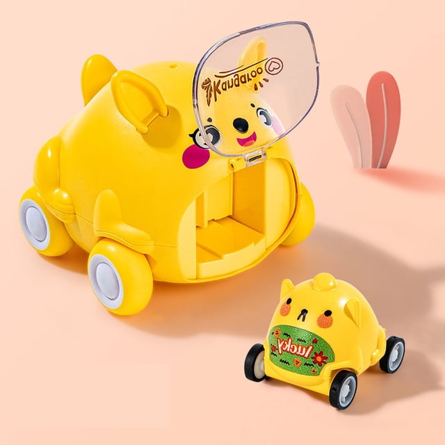 TIMIFIS Catapult Cars Cute Cartoons Animals Child Catapult Car Mini Inertias Rebounds Car Puzzle Parent-Child Interactive Children's Toy Car Model