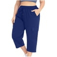 thumbnail image 2 of Wlynlyn Plus Size Capri Pants for Women Drawstring High Waisted Sweatpants Straight Leg Summer Cropped Trousers Size L, 2 of 7