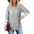 thumbnail image 2 of T-Shirts Décontractés à Rayures à Manches Longues pour Femmes, Col Rond, Hauts Unis, Blouse Ample Décontractée, 2 of 4