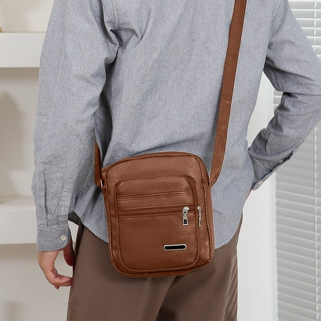 TopLLC Multi Layer Storage Shoulder Rucksacks Texture Business Travel Crossbody Bag Large Capacity Commuting Handbag Men's Rucksacks shoulder rucksack
