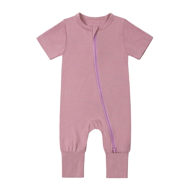 EDFBUYKRS Baby Rompers Footless Pajamas Zipper Short Sleeve Sleeper Jumpsuit