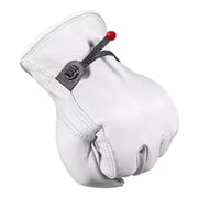 PAKNADA Goatskin Leather Work Gloves Heavy Duty Safety Gloves for Construction Farming Welding Yard Work White