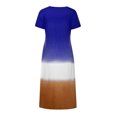 thumbnail image 3 of Fridja Womens Plus Size Daily Tie-dyed Color Block Loose V Neck Short Sleeve Dress, 3 of 7