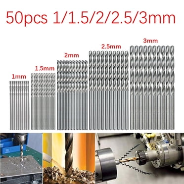 LSLJS 50Pcs Titanium Coated High Speed Steel Drill Bit Set Tool 1/1.5/2/2.5/3mm, Home Accessories