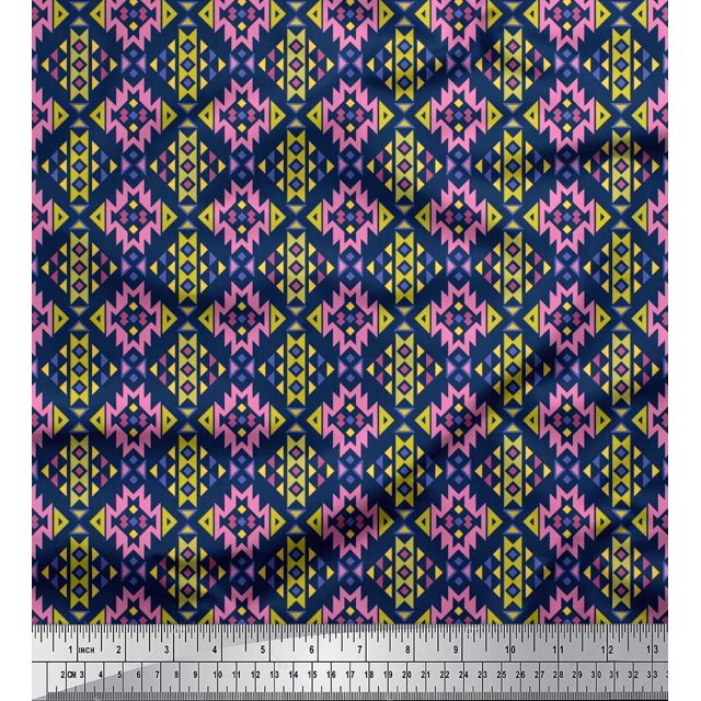 Soimoi Poly Georgette Fabric Aztec Geometric Decor Fabric Printed Yard 42 Inch Wide