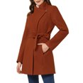 thumbnail image 4 of INSPIRE CHIC Manteau Trench Long Classique d'Hiver pour Femme à Col Montant avec Ceinture à Nouer S Rouge Brun, 4 of 6