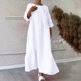 thumbnail image 1 of Gspmoly Robe d'Été, Robe à Manches Longues pour Femmes de Printemps et d'Été à Col en V, Unie et en Lin, Décontractée avec Poches, Robes Formelles pour Femmes Offres Prime, 1 of 6